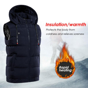 9 Areas Hooded Heated Vest Outdoor Thicken USB Self Heating Vest Thermal Chaleco Heated Body Warmer Men's Thermal Vest Jackets