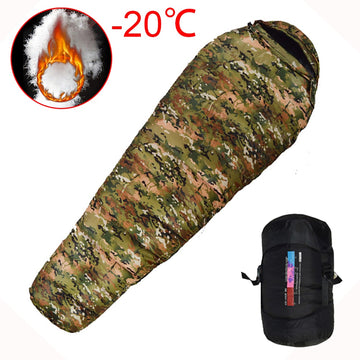 Warm White Duck Down Filled Adult Mummy Style Sleeping Bag