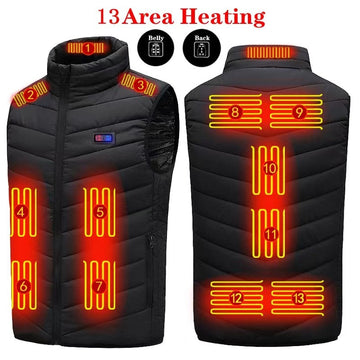 9 Heated Vest Zones Electric Heated Jackets Men's Winter Jacket Outdoor Sportswear USB Winter Heating Vest Thermal Clothing